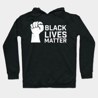 Black Lives Matter white typography design with fist Hoodie